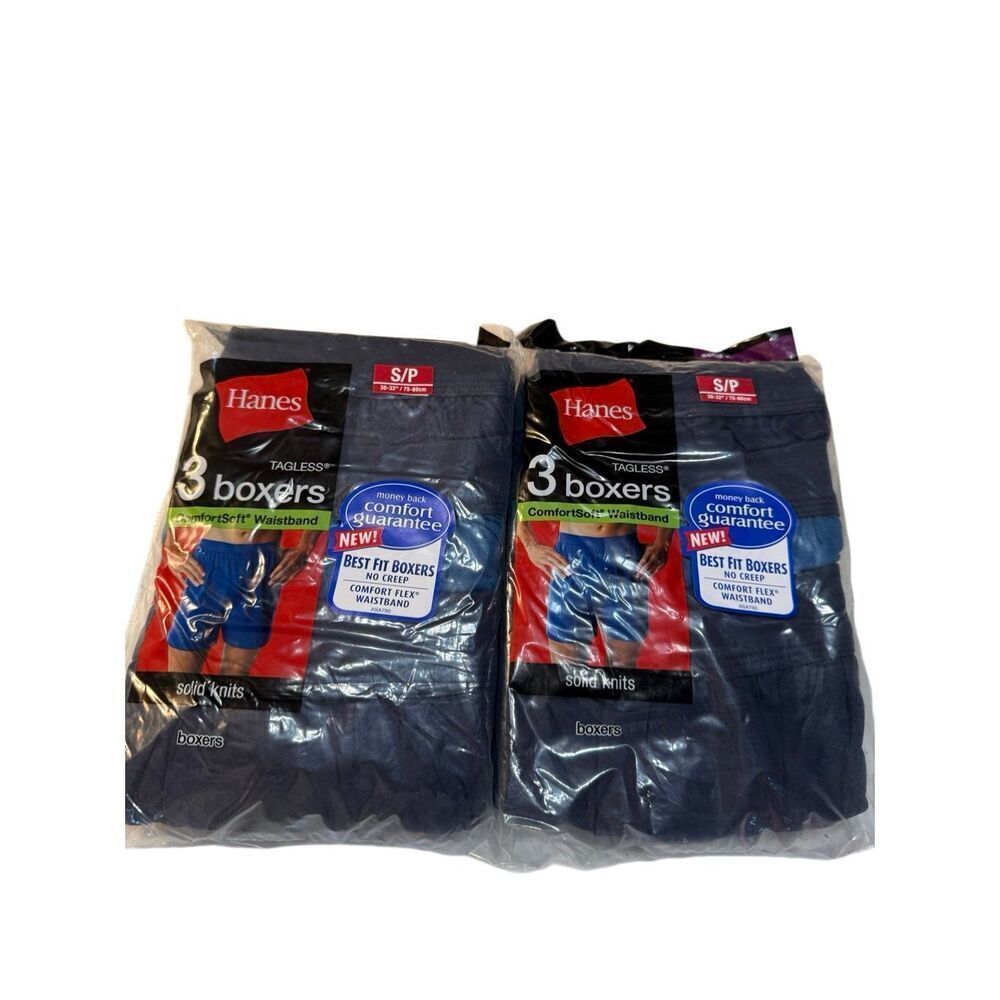 Hanes Men’s (6) Boxers Navy/Blue Sz S NIP
